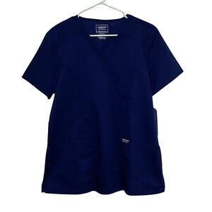 Cherokee Workwear Womens Scrub Top M Navy Blue Medical Dental‎ Vet Tech Uniform